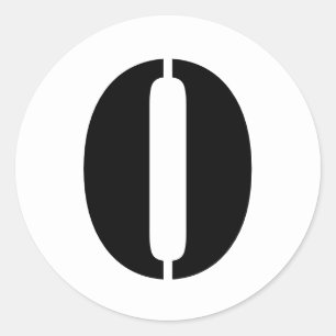 Stencil Nummers van Janz Aantal 0 Nero White Ronde Sticker