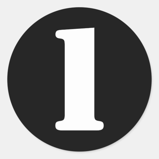 Stencil Nummers van Janz Number 1 One Black Ronde Sticker (Voorkant)