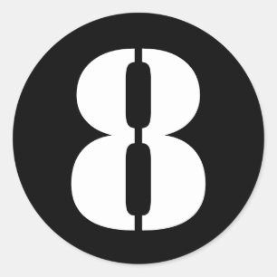 Stencil Nummers van Janz nummer 8 Acht zwart Ronde Sticker