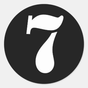 Stencil Nummers volgens Janz Number 7 Seven Black Ronde Sticker