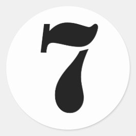 Stencil Nummers volgens Janz Number 7 Seven White Ronde Sticker