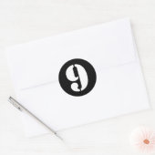 Stencil Nummers volgens Janz Nummer 9 Nine Black Ronde Sticker (Envelop)