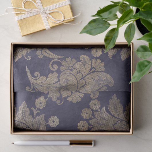 Stencil Peacock Feathers op Paarse ontkoppeling Tissuepapier (Geschenk)