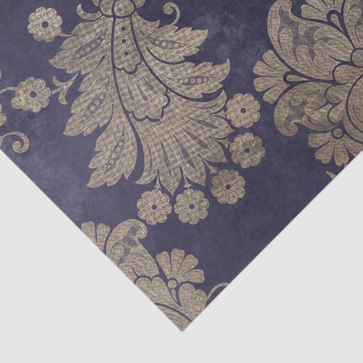 Stencil Peacock Feathers op Paarse ontkoppeling Tissuepapier (Detail)