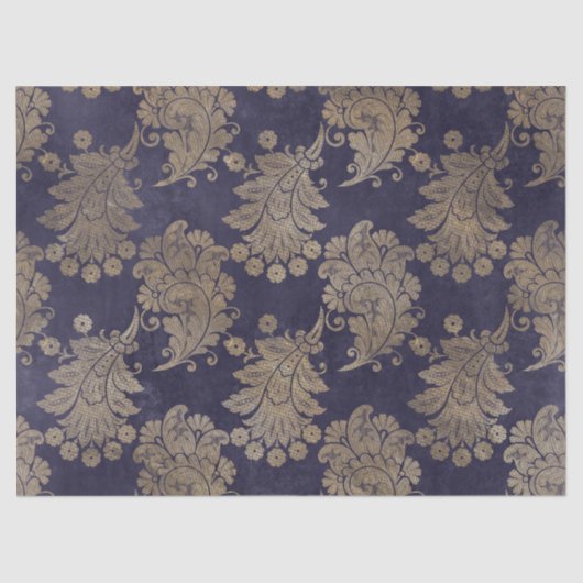 Stencil Peacock Feathers op Paarse ontkoppeling Tissuepapier (Voorkant)