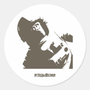 Stencil Space Chimp Ronde Sticker