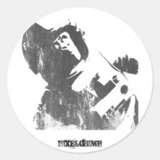 Stencil Space Monkey Spray Ronde Sticker