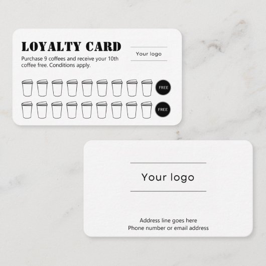 Stencil Typography Coffee Loyalty Card (Voorkant / Achterkant)