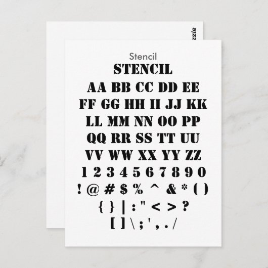 Stencil - Zazzle-lettertypemonster Briefkaart (Voorkant / Achterkant)