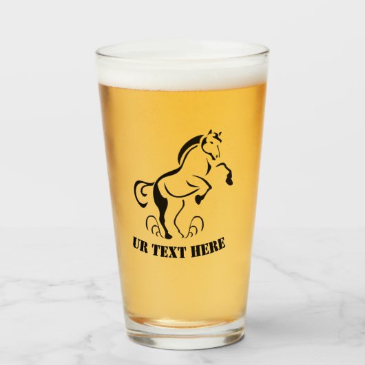 Stenciled Black Horse Rearing met stofzwammen Glas (Voorkant gevuld)