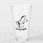 Stenciled Black Horse Rearing met stofzwammen Glas (Voorkant)