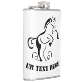 Stenciled Black Horse Rearing met stofzwammen Heupfles (Rechts)