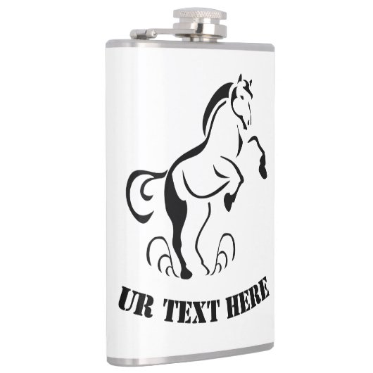 Stenciled Black Horse Rearing met stofzwammen Heupfles (Rechts)