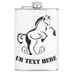 Stenciled Black Horse Rearing met stofzwammen Heupfles