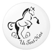 Stenciled Black Horse Rearing met stofzwammen Keramische Knop (Voorkant)