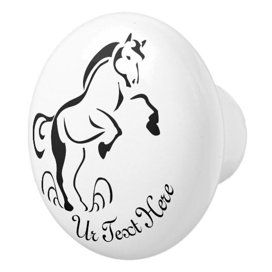 Stenciled Black Horse Rearing met stofzwammen Keramische Knop (Rechts)