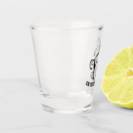 Stenciled Black Horse Rearing met stofzwammen Shot Glas (Links)