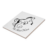 Stenciled Black Horse Rearing met stofzwammen Tegeltje (Zijkant)