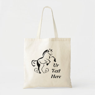 Stenciled Black Horse Rearing met stofzwammen Tote Bag