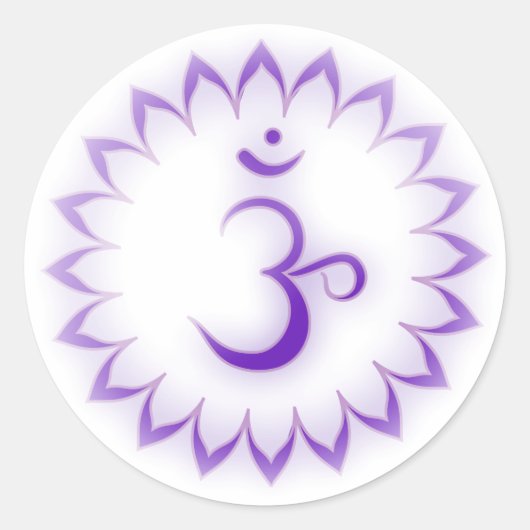"Stenciled" Crown Chakra - Sahasrara Ronde Sticker (Voorkant)