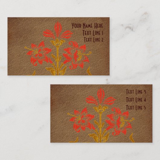 Stenciled Flowers Art Visitekaartje (Voorkant / Achterkant)