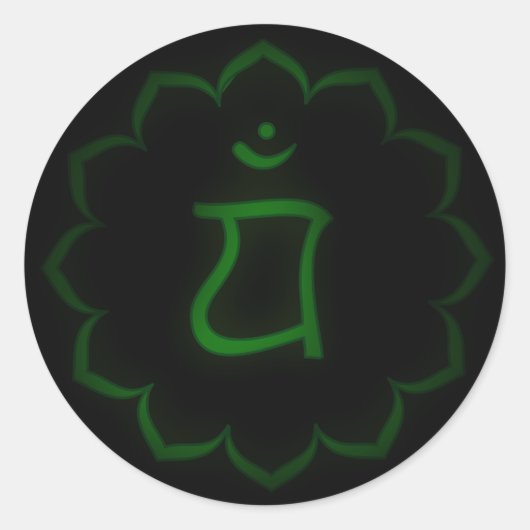 "Stenciled" Heart Chakra - Anahata Ronde Sticker (Voorkant)