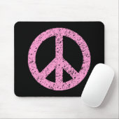 Stenciled Peace Symbol - Roze op zwart Muismat (Met muis)