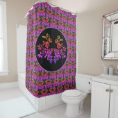 Stenciled Roos Flowers Abstract Colors Design Douchegordijn (In situ)