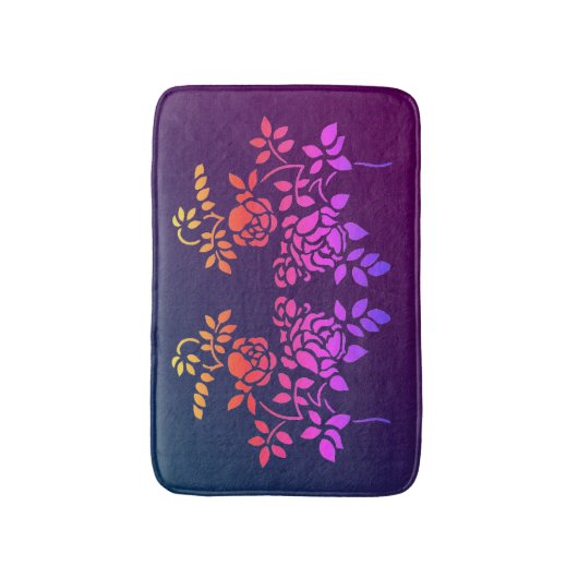 Stenciled Roos Flowers Abstracte kleuren Badmat (Voorkant Verticaal)