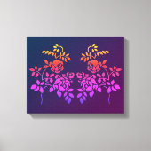 Stenciled Roos Flowers Abstracte kleuren Canvas Afdruk (Voorkant)