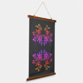 Stenciled Roos Flowers Abstracte kleuren Hangend Wandkleed (Gebogen)