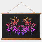 Stenciled Roos Flowers Abstracte kleuren Hangend Wandkleed (Voorkant)