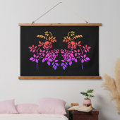 Stenciled Roos Flowers Abstracte kleuren Hangend Wandkleed (Slaapkamer)