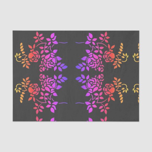 Stenciled Roos Flowers Abstracte kleuren ontkoppel Tissuepapier (Voorkant)