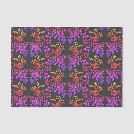 Stenciled Roos Flowers Abstracte kleuren ontkoppel Tissuepapier (Voorkant)