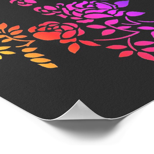 Stenciled Roos Flowers Abstracte kleuren Poster (Hoek)
