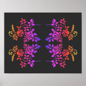 Stenciled Roos Flowers Abstracte kleuren Poster (Voorkant)