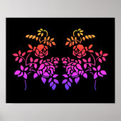 Stenciled Roos Flowers Abstracte kleuren Poster (Voorkant)