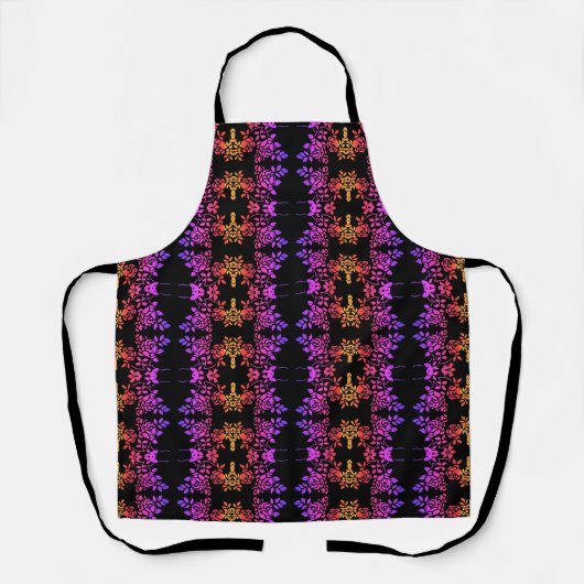 Stenciled Roos Flowers Abstracte kleuren Schort (Voorkant)