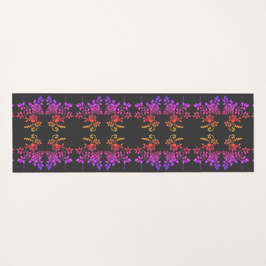 Stenciled Roos Flowers Abstracte kleuren Yogamat (Achterkant (horizontaal))