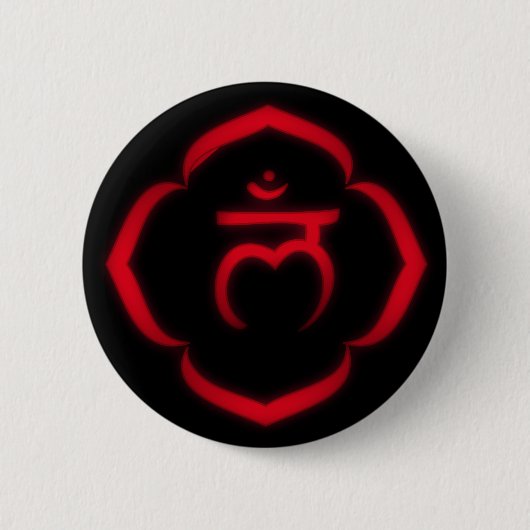 "Stenciled" Root Chakra - Muladhara Ronde Button 5,7 Cm (Voorkant)