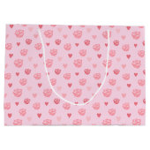 Stenciled roze en harten gepattereerd groot cadeauzakje (Achterkant)