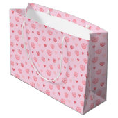 Stenciled roze en harten gepattereerd groot cadeauzakje (Achterkant Gekanteld)
