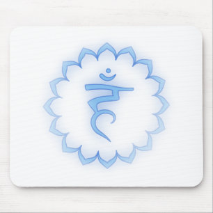 "Stenciled" Throat Chakra - Light Blue Muismat
