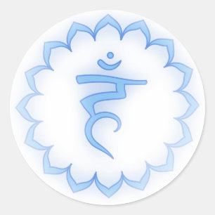 "Stenciled" Throat Chakra - Light Blue Ronde Sticker