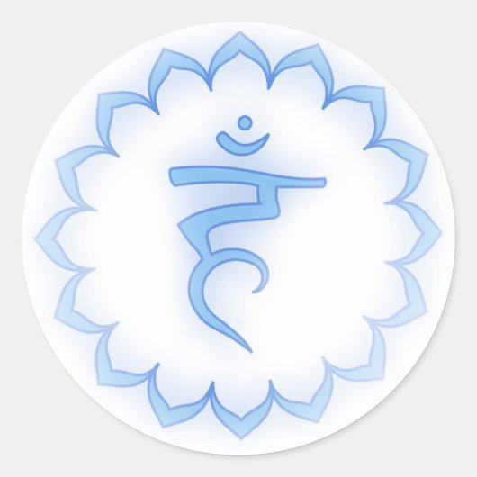 "Stenciled" Throat Chakra - Light Blue Ronde Sticker (Voorkant)