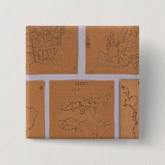 Stencils van de wereld vierkante button 5,1 cm (Voorkant)