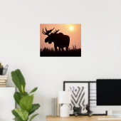 Stenen, Alces alces, stier met grote geweien, Poster (Thuiskantoor)