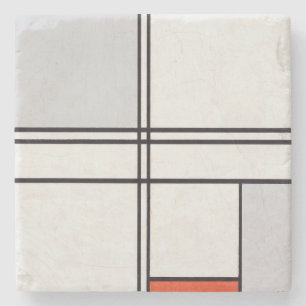 STENEN BIERVILTJE: PIET MONDRIAN : GRAY - RED 1935 ONDERZETTER