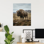 Stenen Bizon Eindeloze Vlaktes Poster (Thuiskantoor)